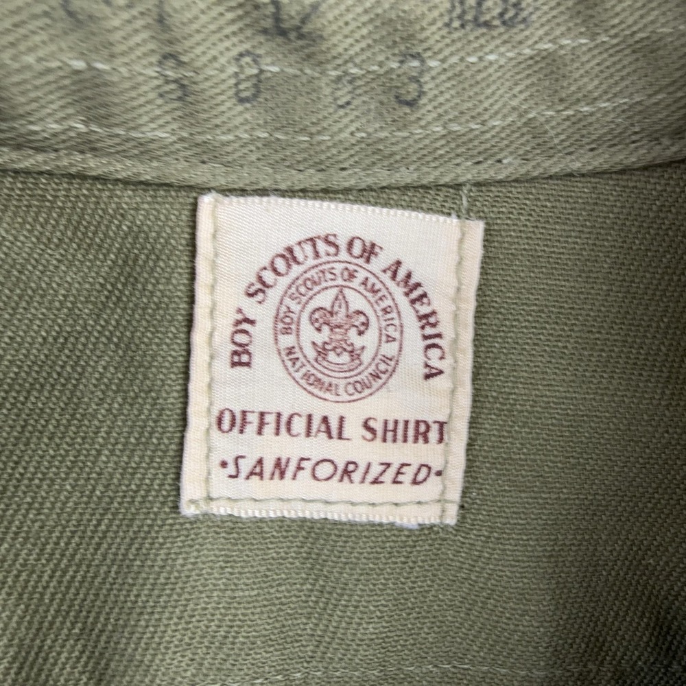 Vintage Boy Scouts Of America Shirt Boys Medium Green Uniform Twill Patches - Picture 11 of 13